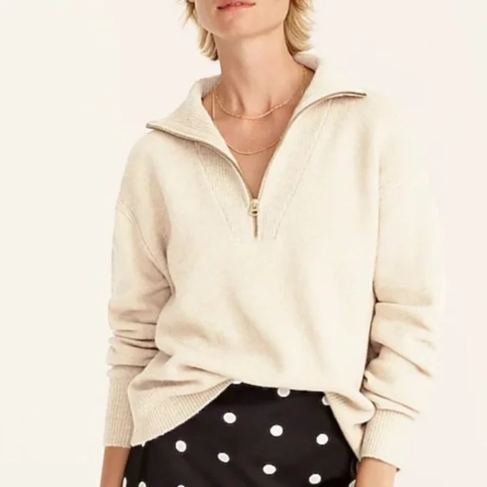 J Crew Relaxed Half-zip Stretch Sweater